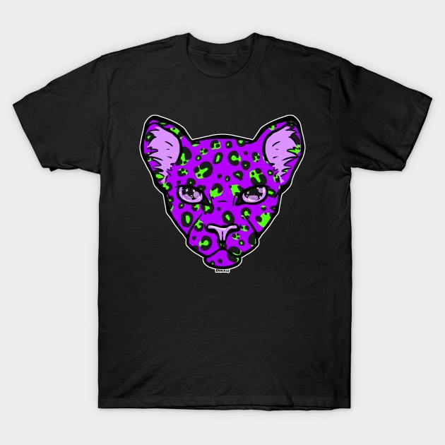 Purple and Green Leopard T-Shirt by Jan Grackle